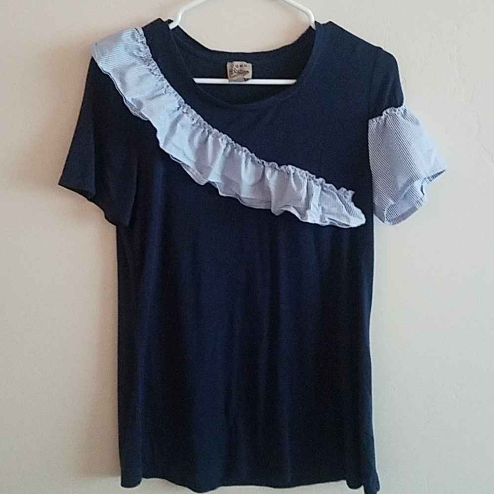 Navy blue vintage detail top